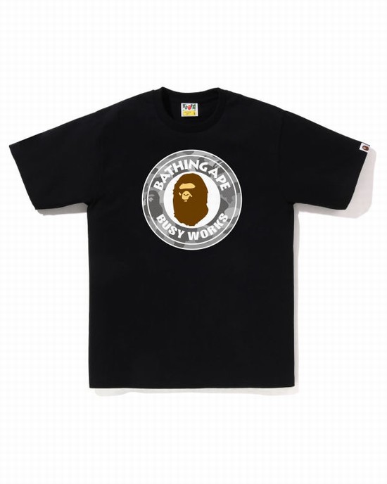 Camiseta Bape Honeycomb Camo Busy Works Hombre Negras | SGATX-5872