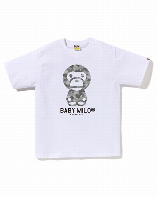 Camiseta Bape Honeycomb Camo Milo Hombre Blancas | BMTZD-7163