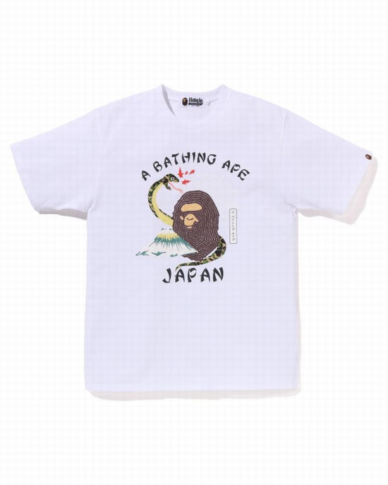 Camiseta Bape Japanese Culture Hombre Blancas | TJIBE-0253