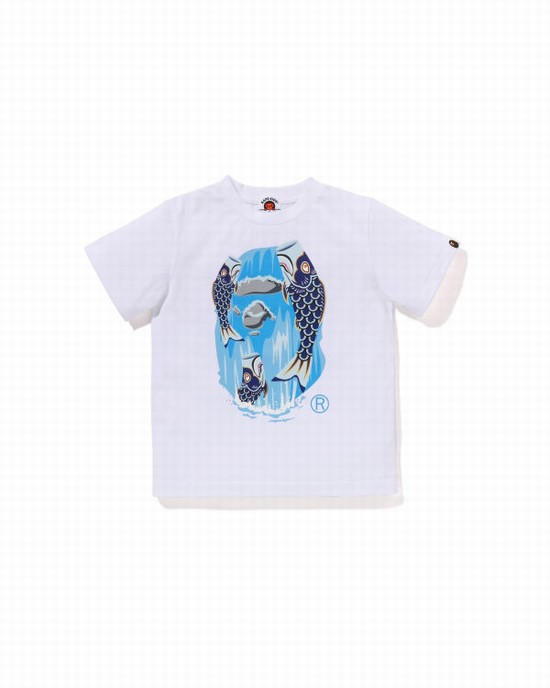 Camiseta Bape Koinobori Waterfall Ape Head Niños Blancas | HLEMW-6748