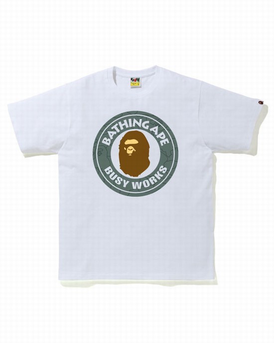 Camiseta Bape Line 1st Camo Busy Works Hombre Blancas | QWGDH-9013