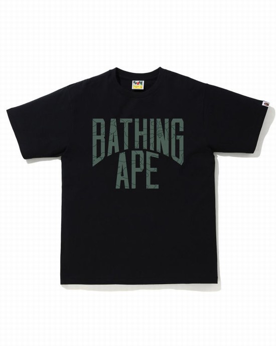 Camiseta Bape Line 1st Camo NYC Logo Hombre Negras | CWSDE-1632