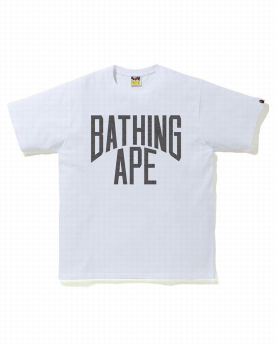 Camiseta Bape Line 1st Camo NYC Logo Hombre Blancas | THVQA-3461