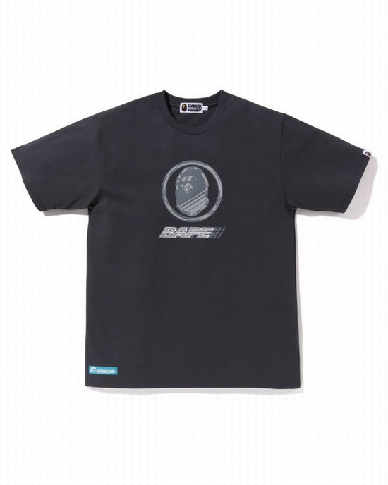 Camiseta Bape Logo Hombre Gris Oscuro | JDSZG-5412