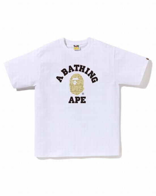 Camiseta Bape Logo Monogram College Hombre Blancas | MREVZ-1428