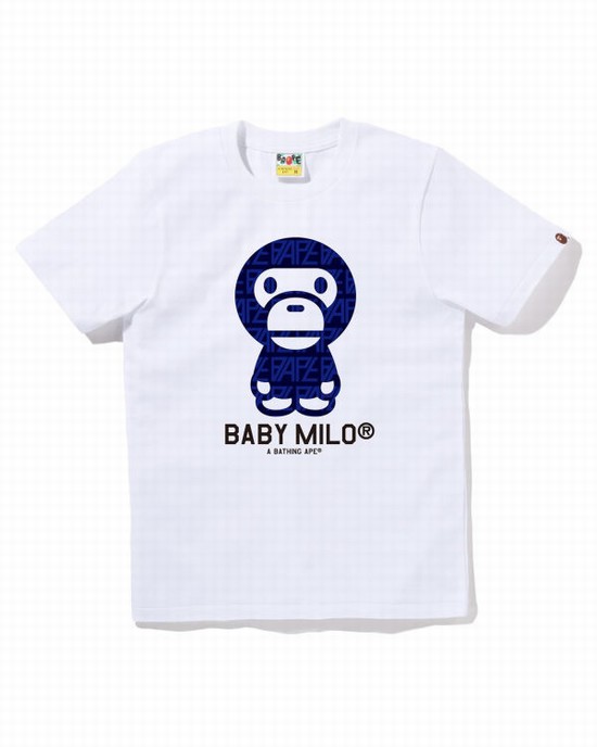 Camiseta Bape Logo Monogram Milo Mujer Blancas | ODQXE-2634