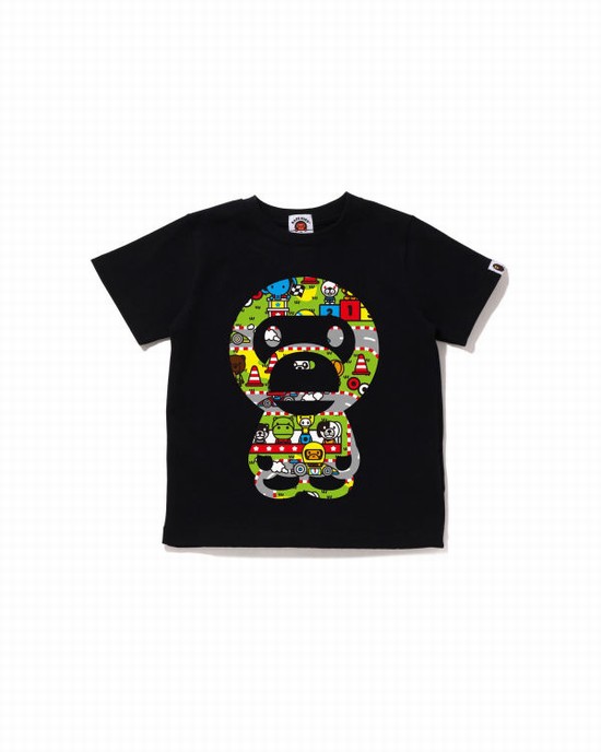 Camiseta Bape Milo Carreras Big Milo Niños Negras | FKHNU-0854