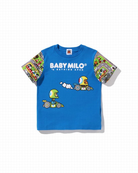 Camiseta Bape Milo Carreras Friends Niños Azules | PTJAI-2806