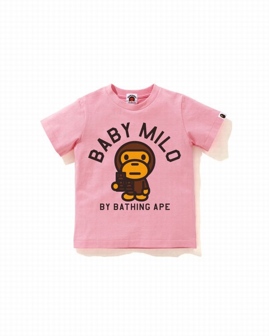 Camiseta Bape Milo Chocolate Niños Rosas | LJETU-8365