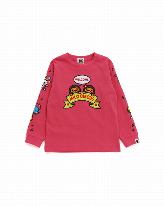 Camiseta Bape Milo Circus L/S Niños Rosas | EIQCL-6094