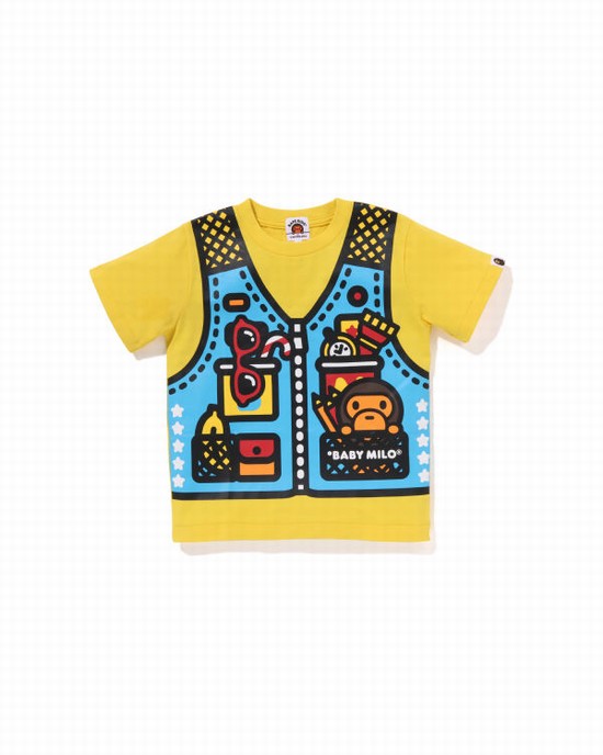 Camiseta Bape Milo Fishing Print Niños Amarillo | JRGHE-1987