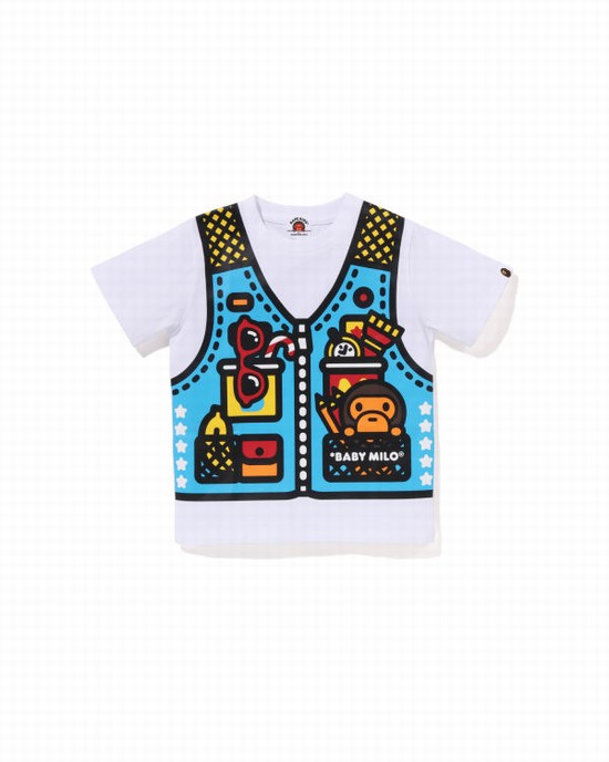 Camiseta Bape Milo Fishing Print Niños Blancas | PJSHC-7192