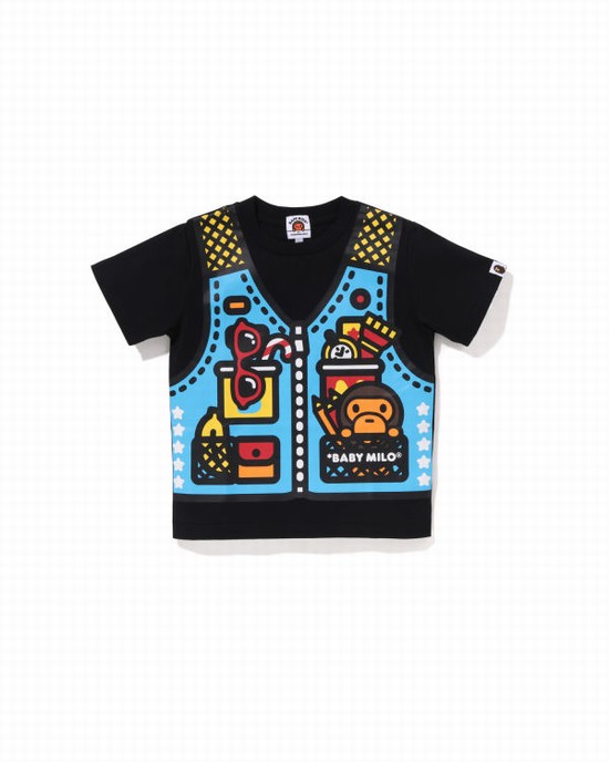 Camiseta Bape Milo Fishing Print Niños Negras | RCWZM-0891