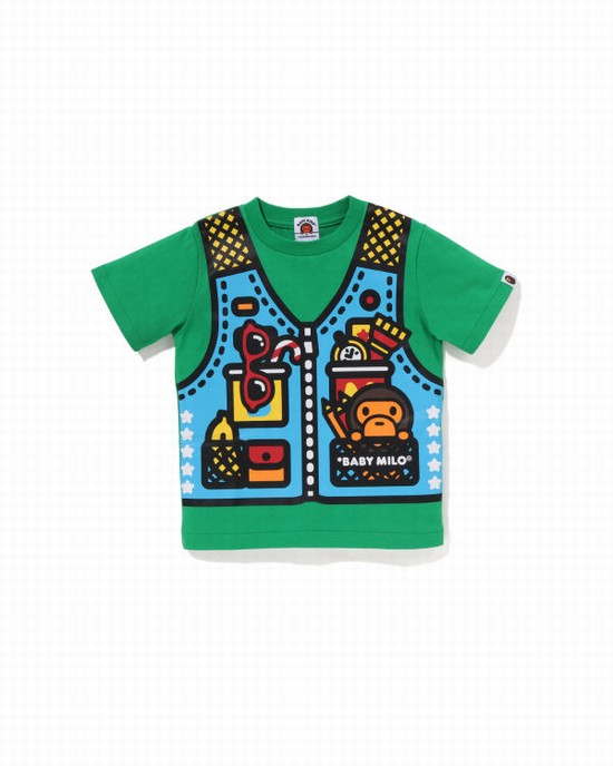 Camiseta Bape Milo Fishing Print Niños Turquesa | LYCAV-8706