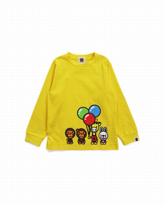 Camiseta Bape Milo & Friends L/S Niños Amarillo | EVRMQ-7850