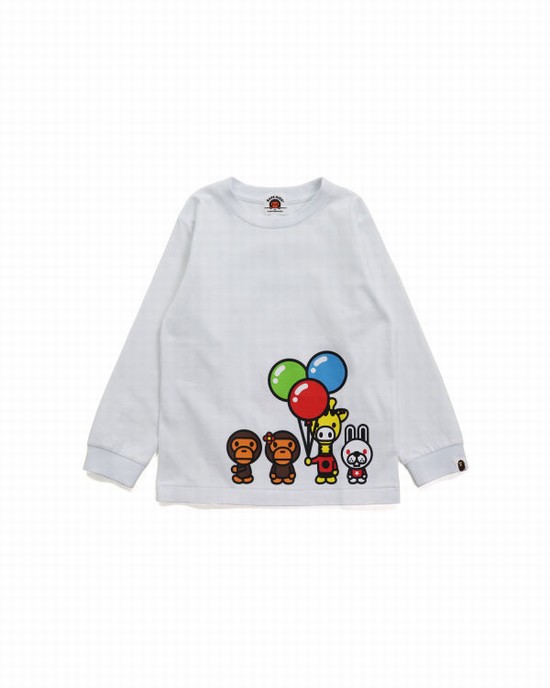 Camiseta Bape Milo & Friends L/S Niños Blancas | EZBVS-9274