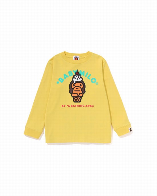 Camiseta Bape Milo Ice Cream L/S Niños Amarillo | HUSKL-3926