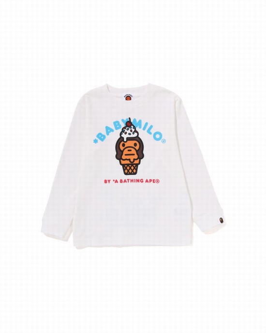 Camiseta Bape Milo Ice Cream L/S Niños Blancas | LZTCE-6702