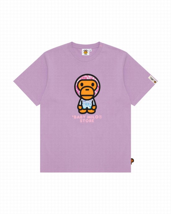 Camiseta Bape Milo Mujer Moradas | ETSLH-4650