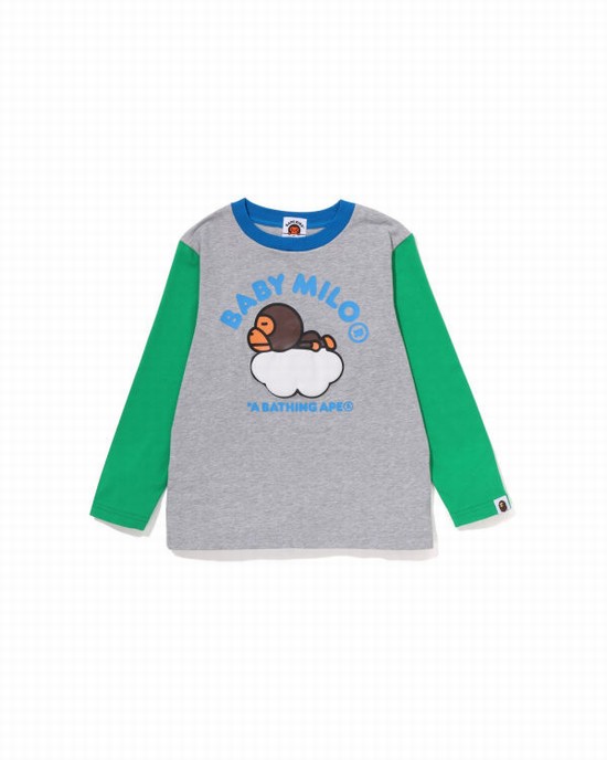 Camiseta Bape Milo Sleep On Cloud L/S Niños Gris | CSRFD-1402