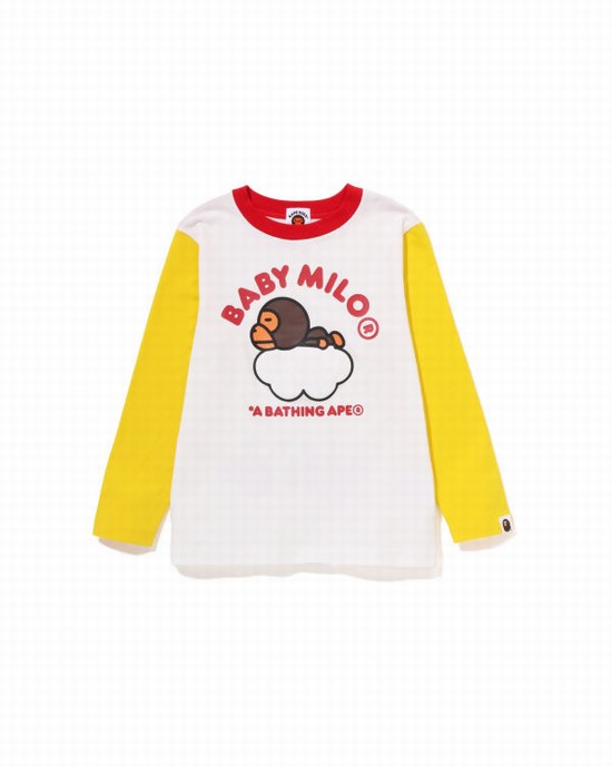 Camiseta Bape Milo Sleep On Cloud L/S Niños Blancas | MNEKL-4698