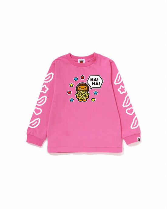 Camiseta Bape Milo Speech Balloon L/S #1 Niños Rosas | AIOWZ-5702