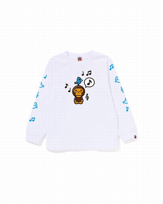 Camiseta Bape Milo Speech Balloon L/S #2 Niños Blancas | QPUZR-7236