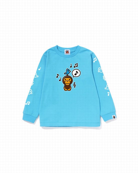 Camiseta Bape Milo Speech Balloon L/S #2 Niños Azules | YOPUC-7246