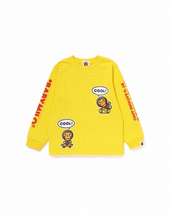 Camiseta Bape Milo Speech Balloon L/S #3 Niños Amarillo | LMIWZ-2018