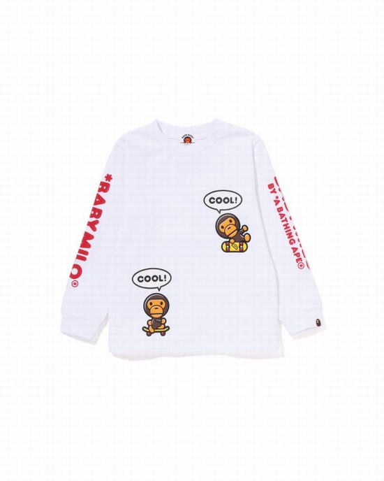 Camiseta Bape Milo Speech Balloon L/S #3 Niños Blancas | OYRPW-7980