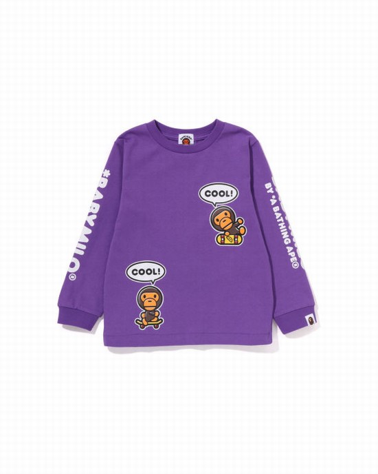 Camiseta Bape Milo Speech Balloon L/S #3 Niños Moradas | RXIAB-8139