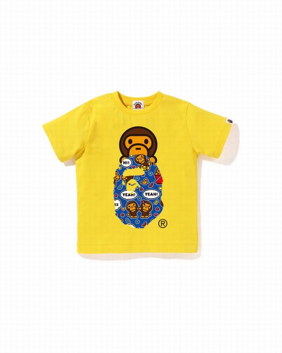 Camiseta Bape Milo Speech Balloon Milo On Ape Head Niños Amarillo | QBDUP-9063