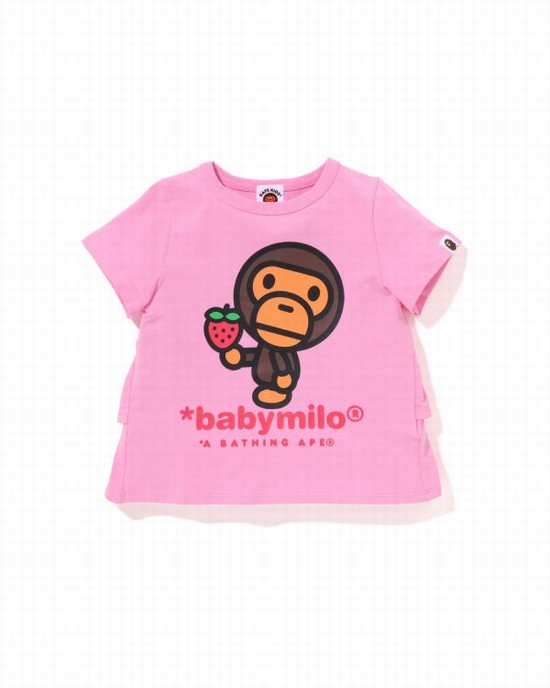 Camiseta Bape Milo Strawberry Frill Niños Rosas | TXWUB-7956