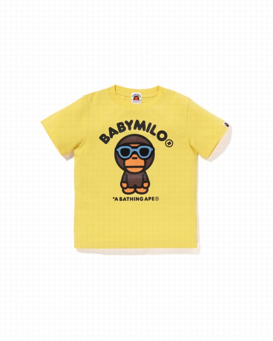 Camiseta Bape Milo Sunglass Patched Niños Amarillo | FAZLK-8624