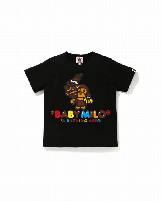 Camiseta Bape Milo Sweets Niños Negras | IEUFJ-8073