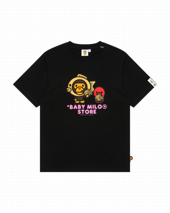 Camiseta Bape Milo graphic Mujer Negras | LGTCX-5903