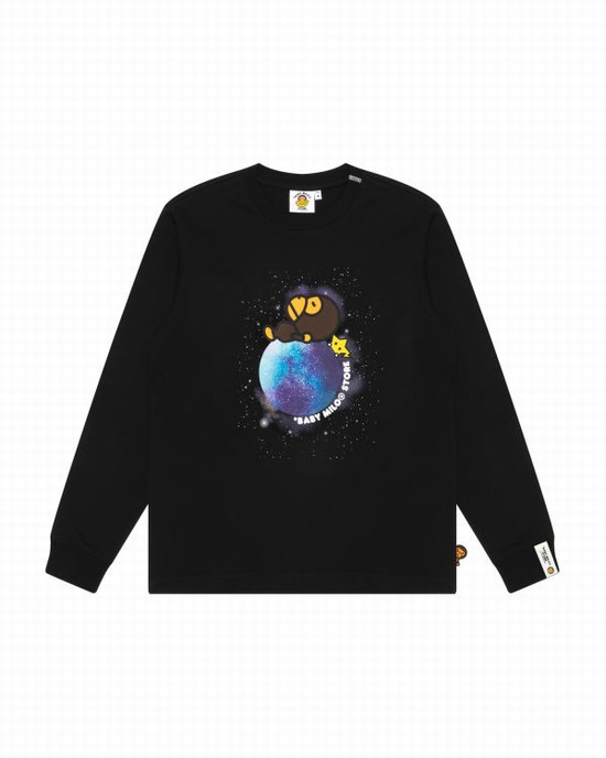 Camiseta Bape Milo graphic long sleeve Mujer Negras | XQOYM-9180