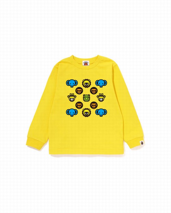 Camiseta Bape Milogram L/S Niños Amarillo | IRGFY-0365