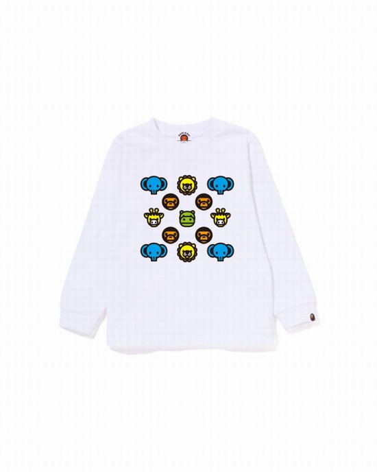 Camiseta Bape Milogram L/S Niños Blancas | XWURD-8439