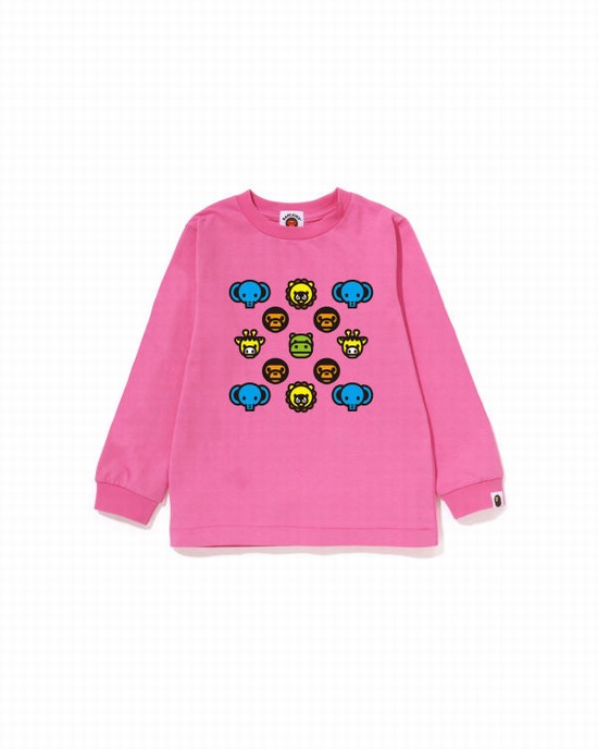 Camiseta Bape Milogram L/S Niños Rosas | MGEQH-2879