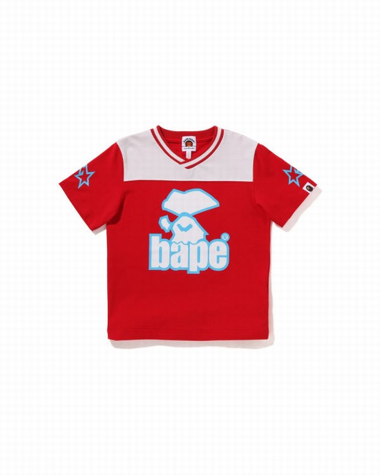 Camiseta Bape Moonface Football Niños Rojas Claro | EURAY-1752