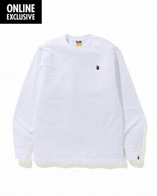 Camiseta Bape One Point logo Hombre Blancas | YVEGM-5463