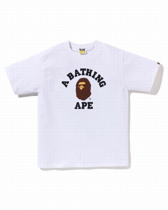 Camiseta Bape Pigment College Hombre Blancas | WCPHS-9568