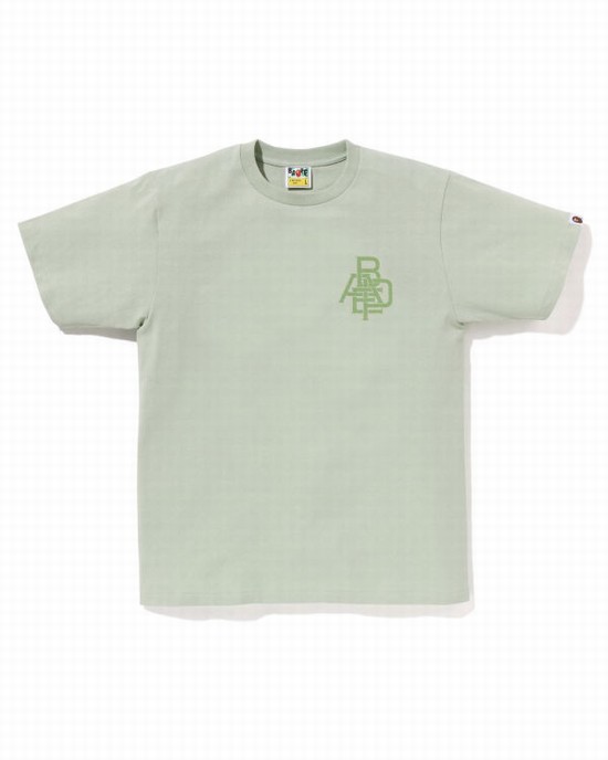 Camiseta Bape Pigment Logo Hombre Verde Claro | MUAHD-9013