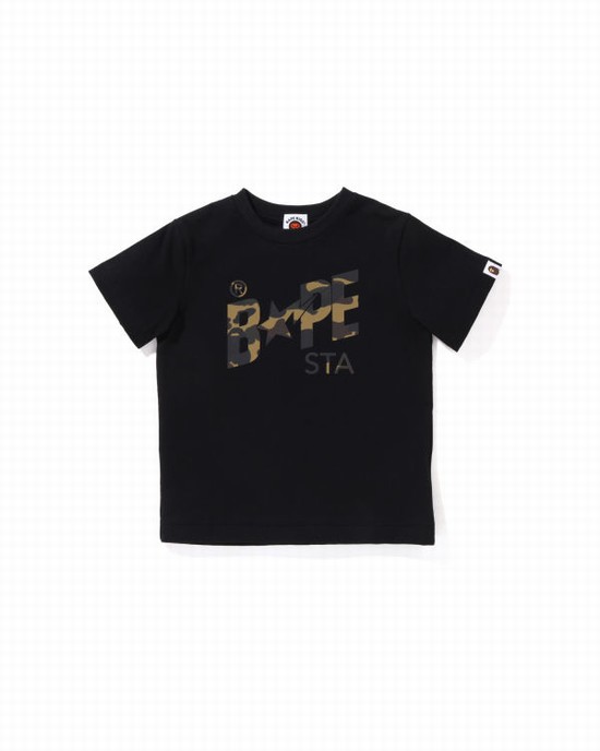 Camiseta Bape Reflector 1st Camo Sta Logo Niños Negras | DKGVF-6834