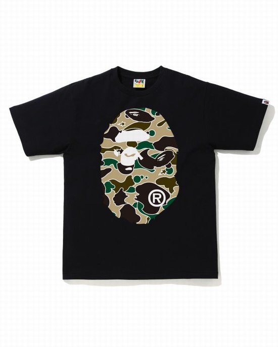 Camiseta Bape STA Camo Big Ape Head Hombre Negras | EUGXT-1850