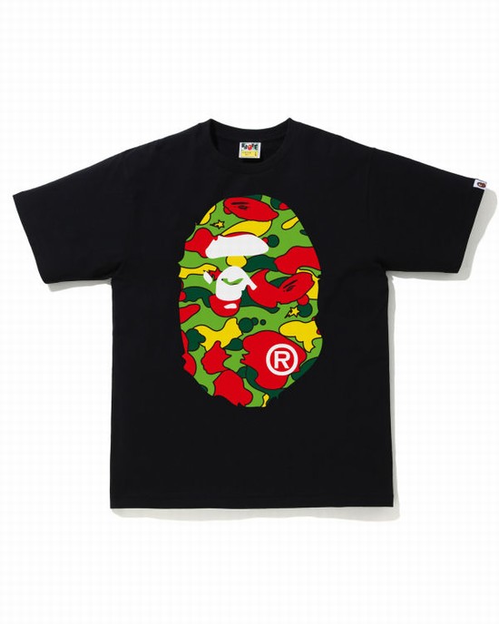 Camiseta Bape STA Camo Big Ape Head Hombre Negras | IQKHY-5620