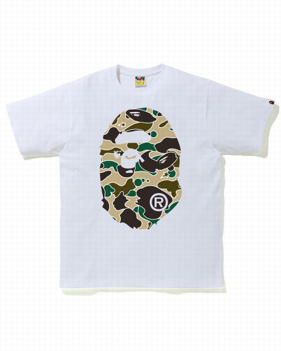 Camiseta Bape STA Camo Big Ape Head Hombre Blancas | XMGWQ-8029