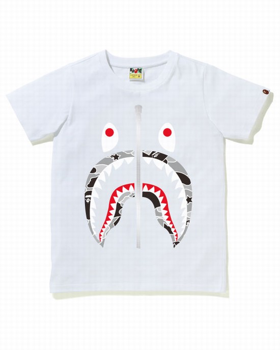 Camiseta Bape STA Camo Shark Mujer Blancas | JYHKG-7360