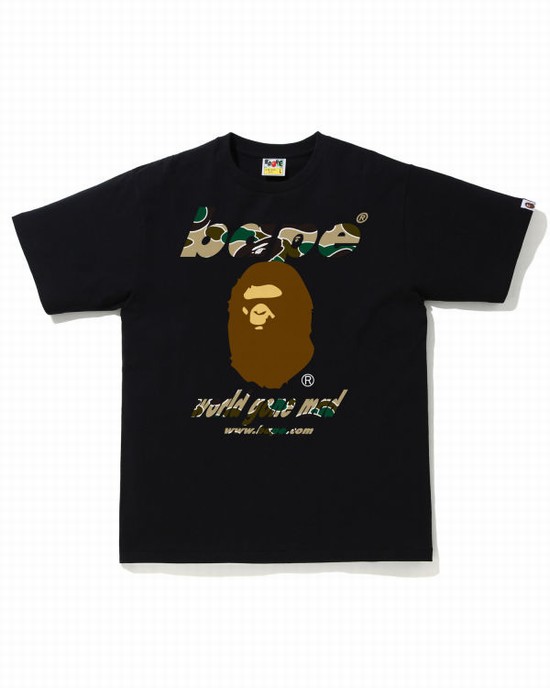 Camiseta Bape STA Camo WGM Ape Head Hombre Negras | YOADZ-0452